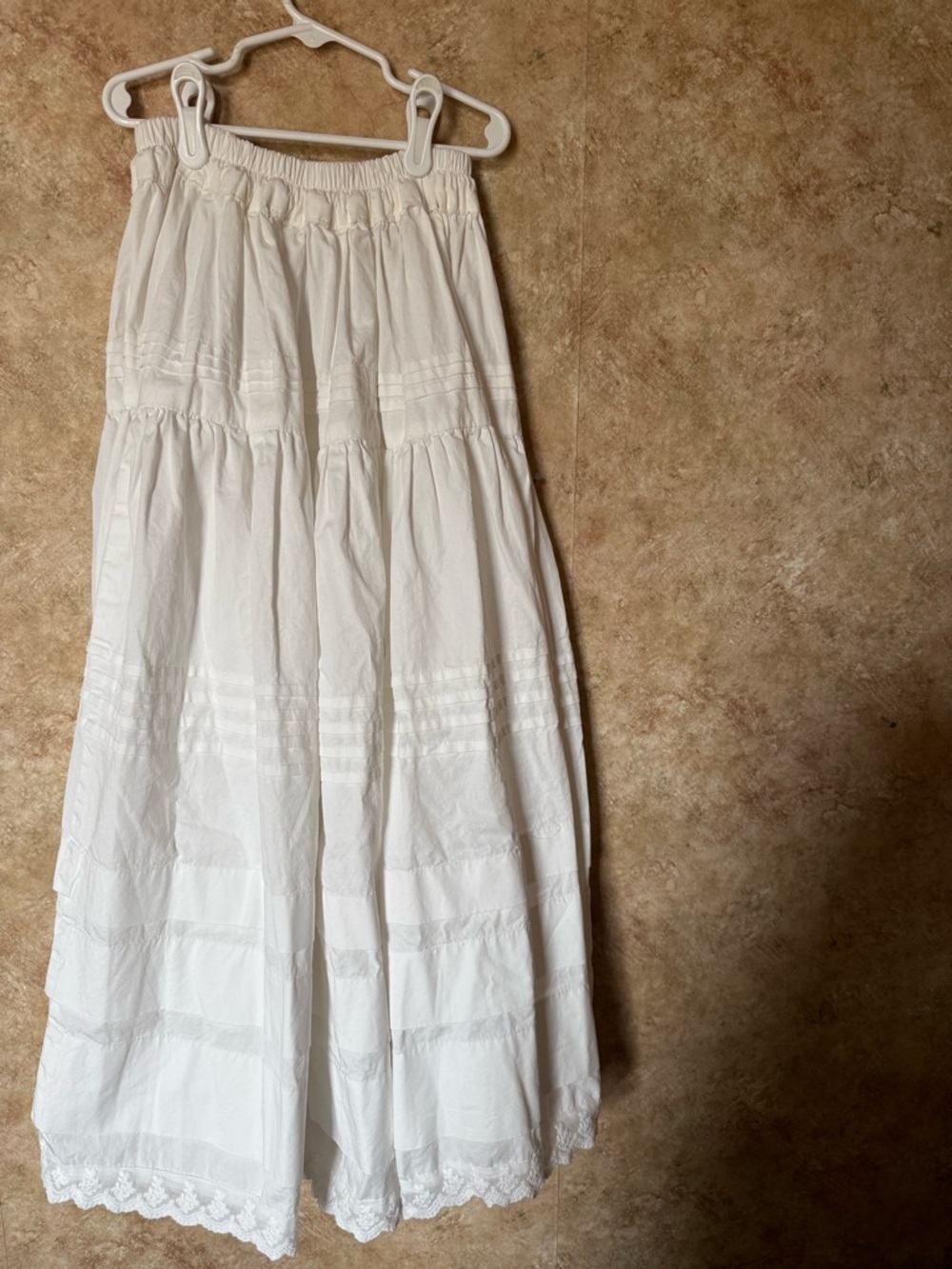 White Tiered Midi Skirt